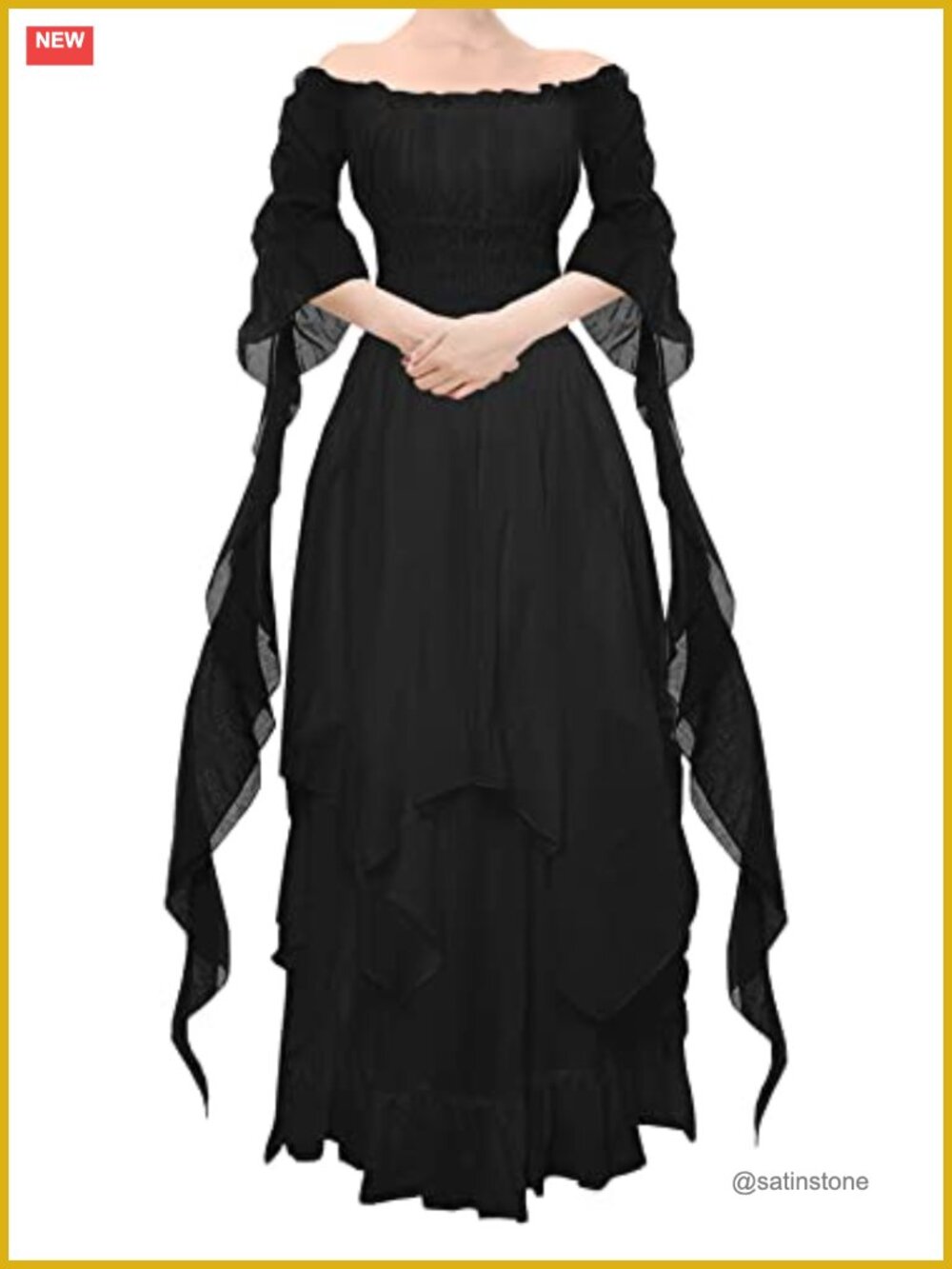 Women's Victorian Renaissance Dress Puff Sleeve Off Shoulder Ruffle Medieval